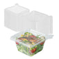 Tamper Tek 12 oz Square Clear Plastic Salad Bowl - with Lid, Tamper-Evident - 4 3/4" x 4 1/2" x 2 1/4" - 100 count box