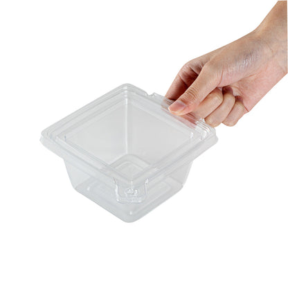 Tamper Tek 12 oz Square Clear Plastic Salad Bowl - with Lid, Tamper-Evident - 4 3/4" x 4 1/2" x 2 1/4" - 100 count box