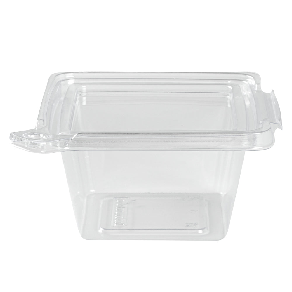 Tamper Tek 12 oz Square Clear Plastic Salad Bowl - with Lid, Tamper-Evident - 4 3/4" x 4 1/2" x 2 1/4" - 100 count box