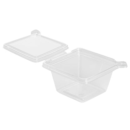 Tamper Tek 12 oz Square Clear Plastic Salad Bowl - with Lid, Tamper-Evident - 4 3/4" x 4 1/2" x 2 1/4" - 100 count box