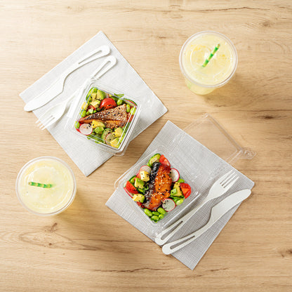 Tamper Tek 12 oz Square Clear Plastic Salad Bowl - with Lid, Tamper-Evident - 4 3/4" x 4 1/2" x 2 1/4" - 100 count box