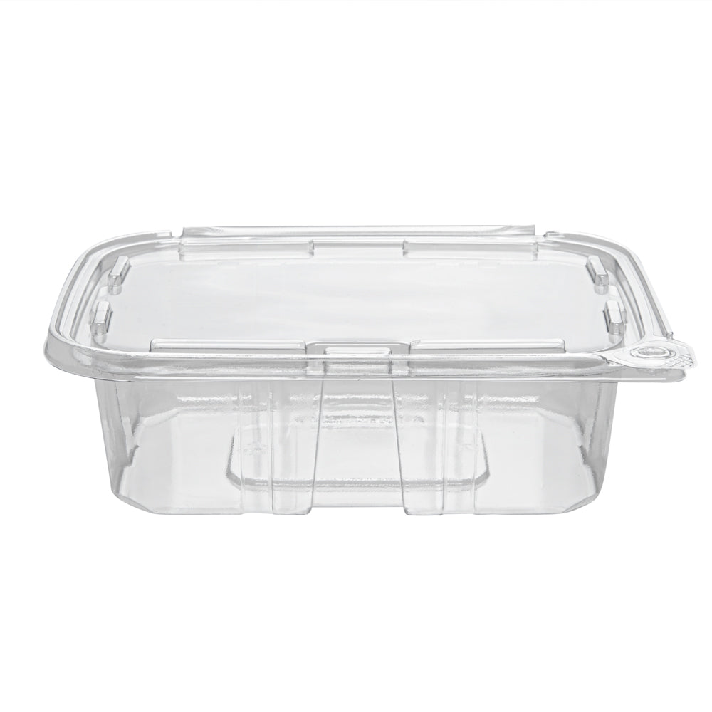 Tamper Tek 20 oz Rectangle Clear Plastic Salad Container - with Lid, Tamper-Evident - 7 1/4" x 5 1/2" x 2" - 100 count box