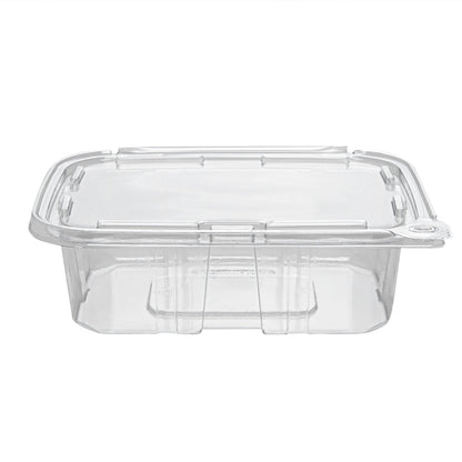 Tamper Tek 20 oz Rectangle Clear Plastic Salad Container - with Lid, Tamper-Evident - 7 1/4" x 5 1/2" x 2" - 100 count box
