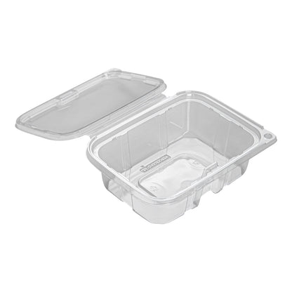 Tamper Tek 20 oz Rectangle Clear Plastic Salad Container - with Lid, Tamper-Evident - 7 1/4" x 5 1/2" x 2" - 100 count box