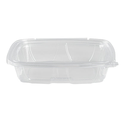 Tamper Tek 48 oz Rectangle Clear Plastic Salad Container - with Lid, Tamper-Evident - 8 3/4" x 7 3/4" x 1 3/4" - 100 count box