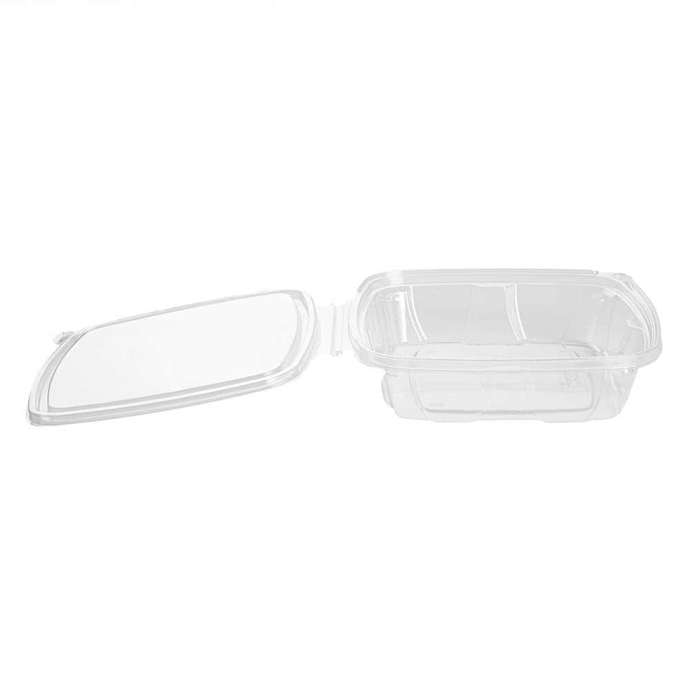 Tamper Tek 48 oz Rectangle Clear Plastic Salad Container - with Lid, Tamper-Evident - 8 3/4" x 7 3/4" x 1 3/4" - 100 count box