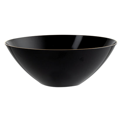 Moderna 6 oz Round Black Plastic Gold-Rimmed Bowl - 4 3/4" x 4 3/4" x 1 3/4" - 20 count box