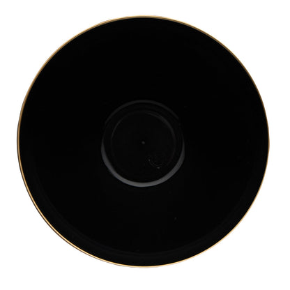Moderna 6 oz Round Black Plastic Gold-Rimmed Bowl - 4 3/4" x 4 3/4" x 1 3/4" - 20 count box
