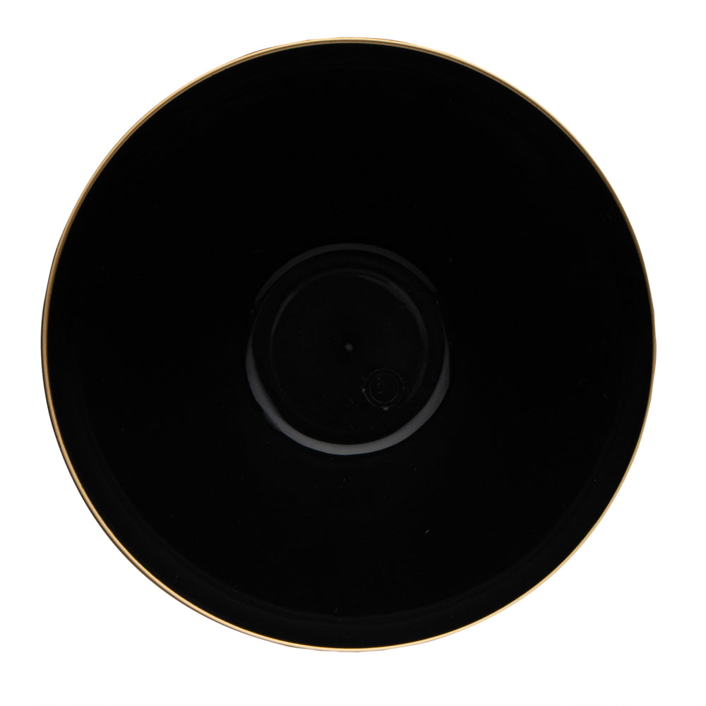 Moderna 6 oz Round Black Plastic Gold-Rimmed Bowl - 4 3/4" x 4 3/4" x 1 3/4" - 100 count box