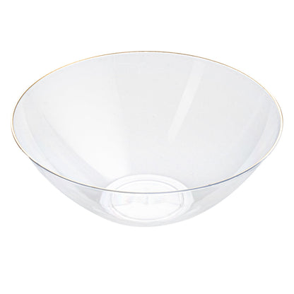Moderna 6 oz Round Clear Plastic Gold-Rimmed Bowl - 4 3/4" x 4 3/4" x 1 3/4" - 100 count box