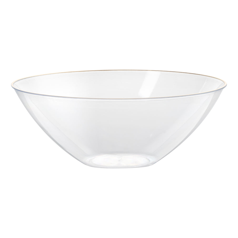 Moderna 6 oz Round Clear Plastic Gold-Rimmed Bowl - 4 3/4" x 4 3/4" x 1 3/4" - 20 count box