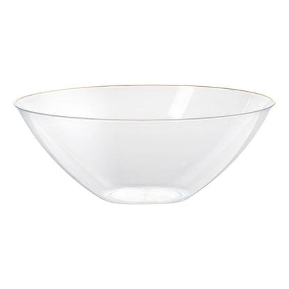 Moderna 6 oz Round Clear Plastic Gold-Rimmed Bowl - 4 3/4" x 4 3/4" x 1 3/4" - 20 count box
