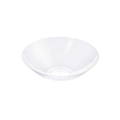 Moderna 16 oz Round Clear Plastic Gold-Rimmed Bowl - 7" x 7" x 2" - 100 count box