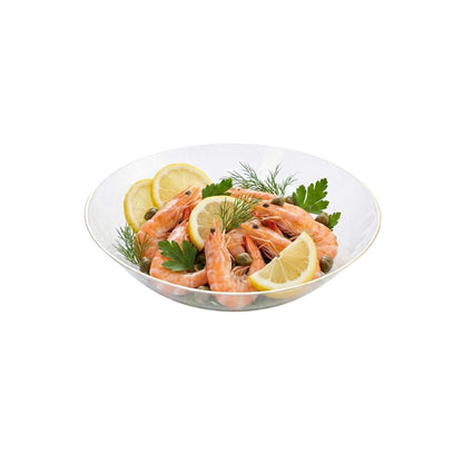 Moderna 16 oz Round Clear Plastic Gold-Rimmed Bowl - 7" x 7" x 2" - 100 count box