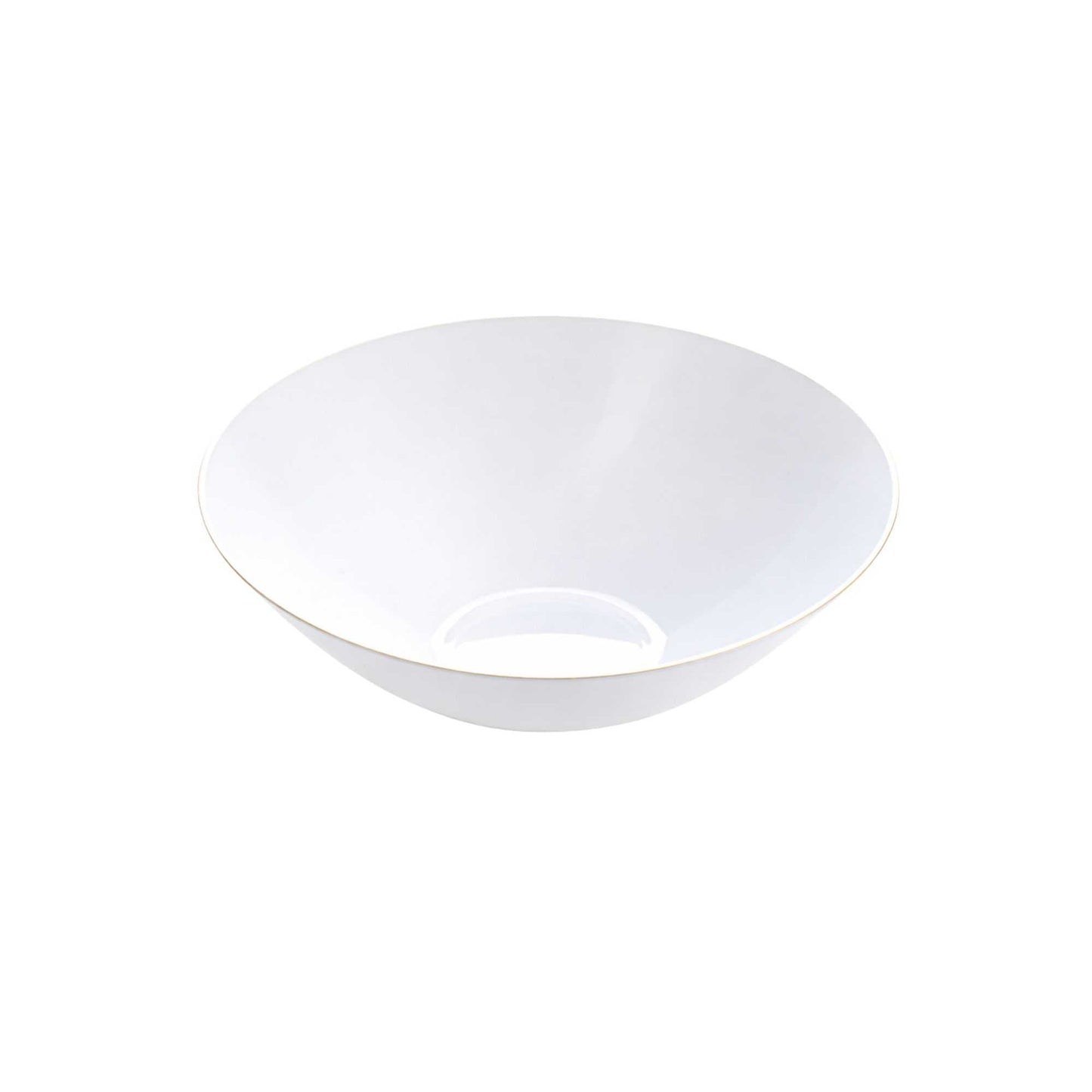 Moderna 16 oz Round White Plastic Gold-Rimmed Bowl - 7" x 7" x 2" - 100 count box