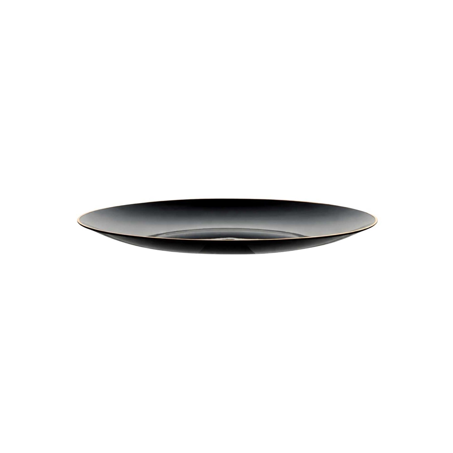 Moderna Round Black Plastic Gold-Rimmed Plate - 7" x 7" x 1/2" - 200 count box