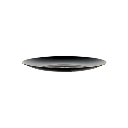 Moderna Round Black Plastic Gold-Rimmed Plate - 7" x 7" x 1/2" - 40 count box