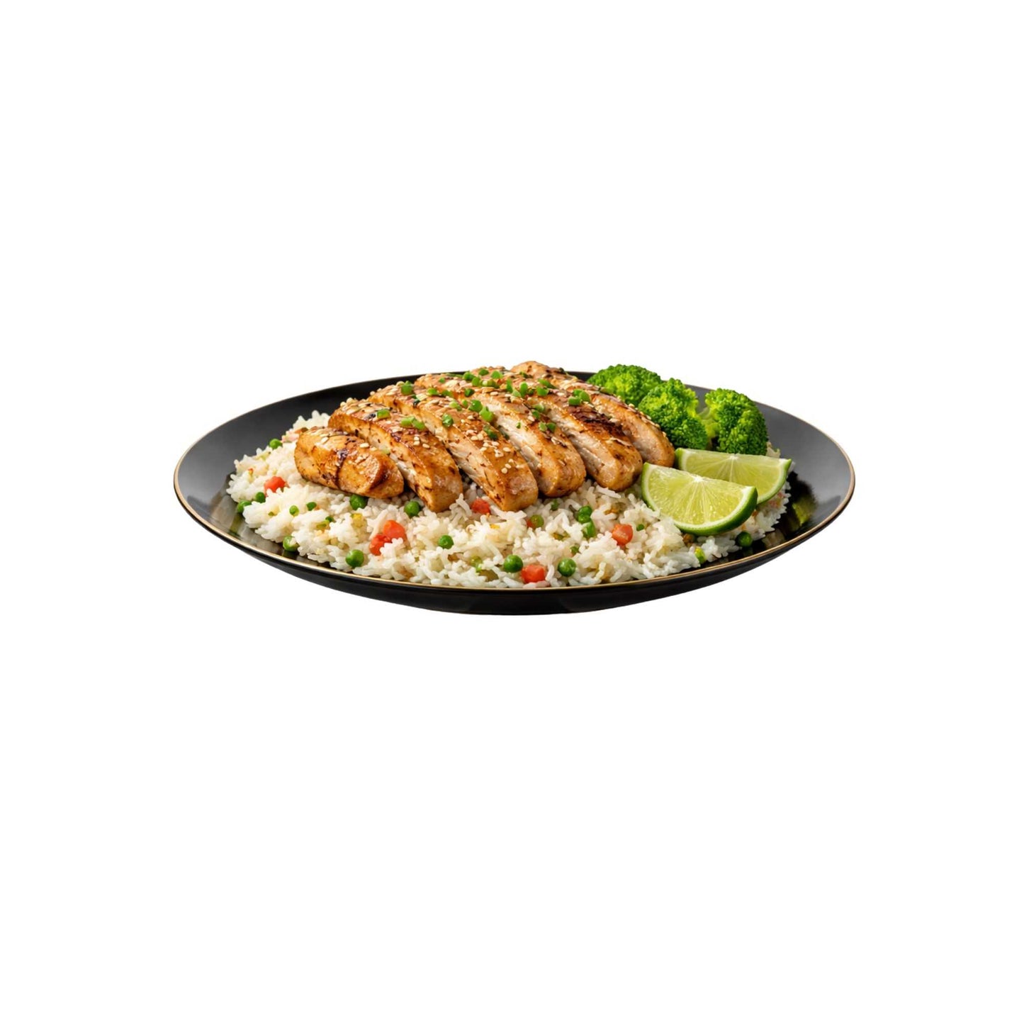 Moderna Round Black Plastic Gold-Rimmed Plate - 7" x 7" x 1/2" - 200 count box
