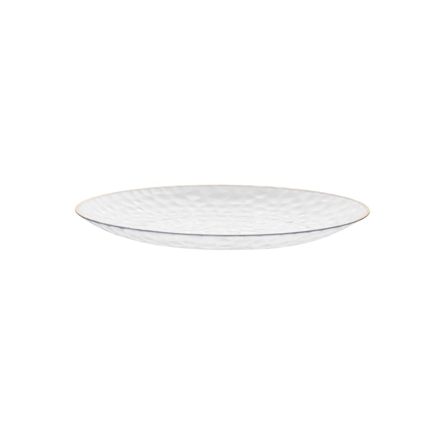 Moderna Round Clear Plastic Gold-Rimmed Plate - Hammered - 7" x 7" x 1/2" - 40 count box