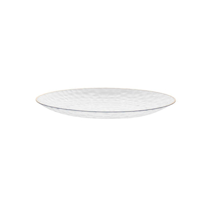 Moderna Round Clear Plastic Gold-Rimmed Plate - Hammered - 7" x 7" x 1/2" - 40 count box