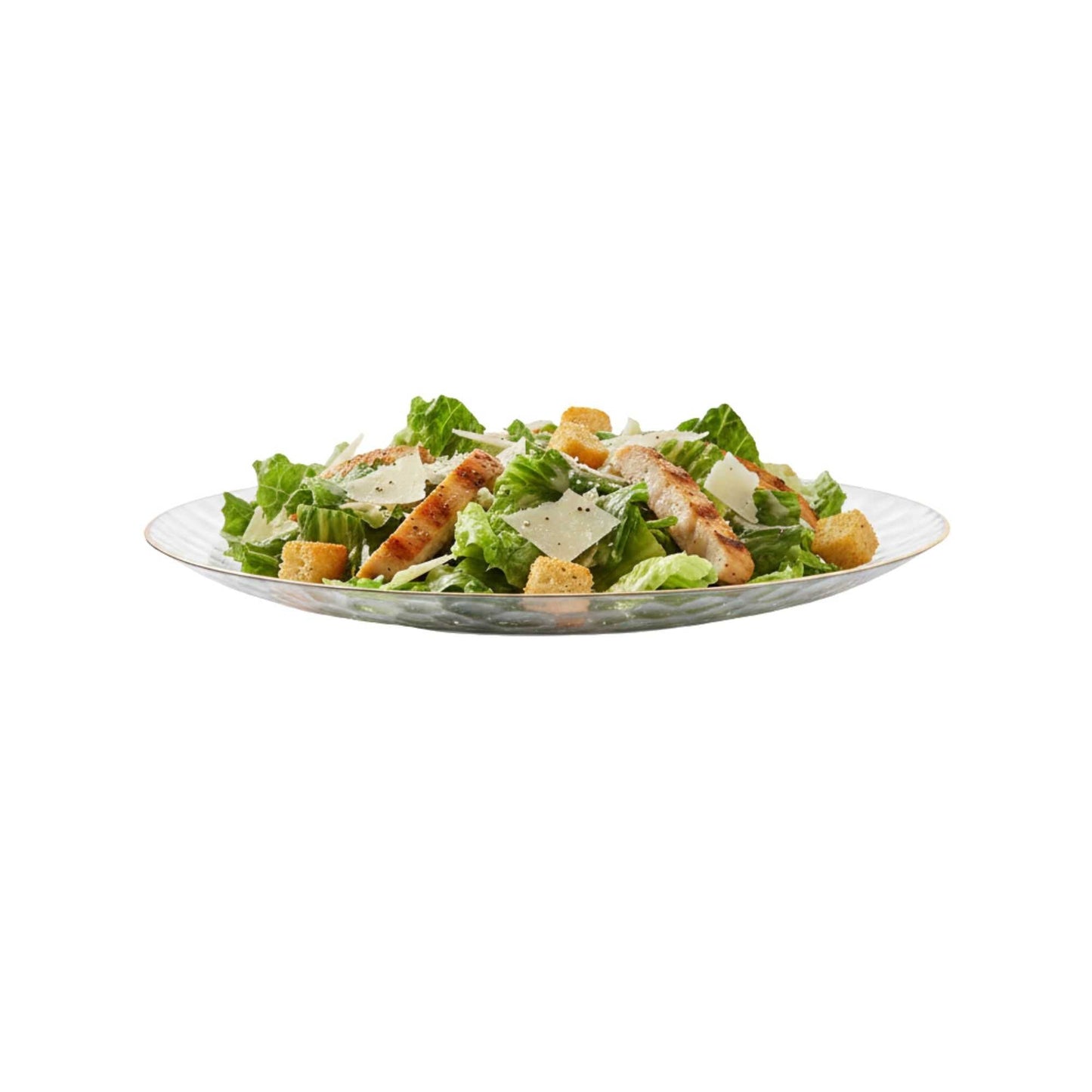 Moderna Round Clear Plastic Gold-Rimmed Plate - Hammered - 10" x 10" x 3/4" - 200 count box