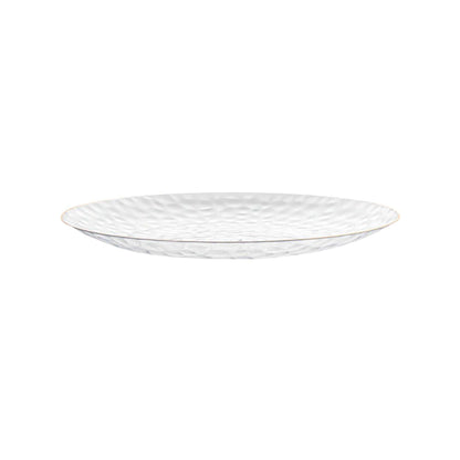 Moderna Round Clear Plastic Gold-Rimmed Plate - Hammered - 10" x 10" x 3/4" - 40 count box