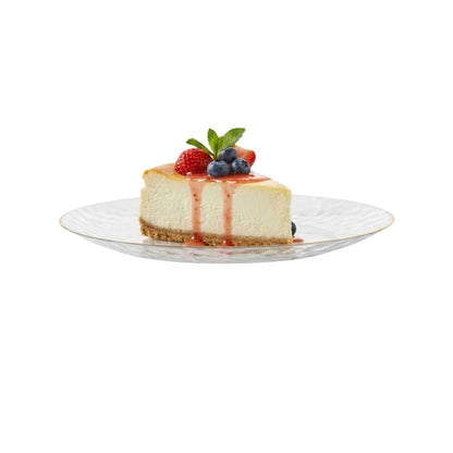 Moderna Round Clear Plastic Gold-Rimmed Plate - Hammered - 10" x 10" x 3/4" - 200 count box
