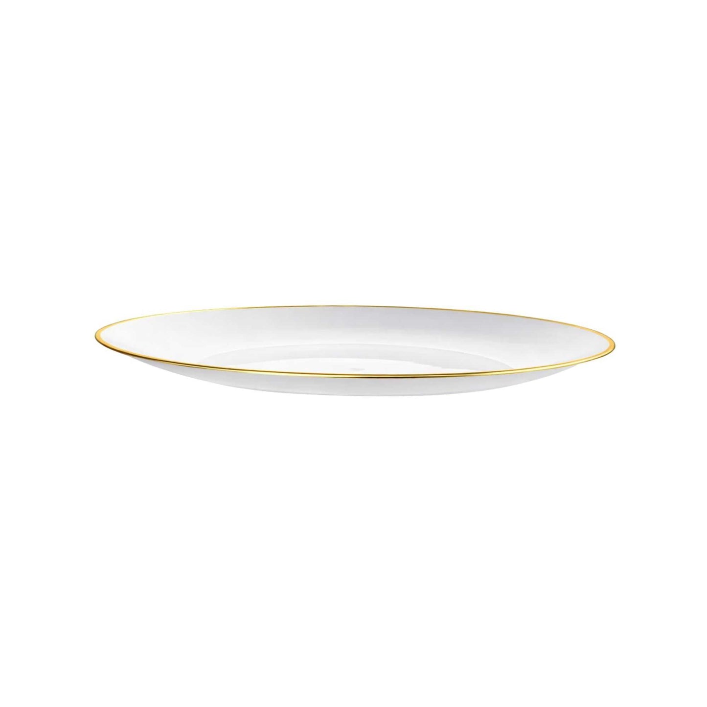 Moderna Round White Plastic Gold-Rimmed Plate - 10" x 10" x 3/4" - 200 count box