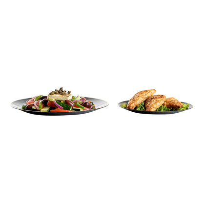 Moderna Round Black Plastic Gold-Rimmed Plate Set - Includes 7" and 10" Plate Sets - 40 count box