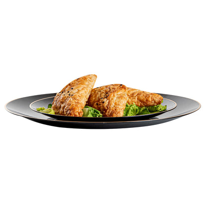 Moderna Round Black Plastic Gold-Rimmed Plate Set - Includes 7" and 10" Plate Sets - 40 count box