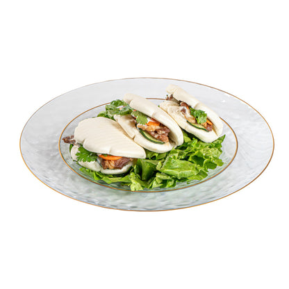 Moderna Round Clear Plastic Gold-Rimmed Plate Set - Hammered, Includes 7" and 10" Plate Sets - 40 count box