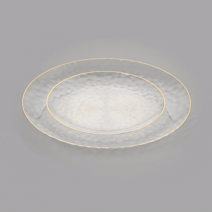 Moderna Round Clear Plastic Gold-Rimmed Plate Set - Hammered, Includes 7" and 10" Plate Sets - 40 count box