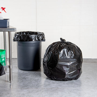 RW Clean 45 gal Black Plastic Trash Can Liner - Light-Duty, 1 mil - 100 count box