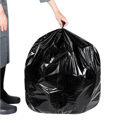 RW Clean 45 gal Black Plastic Trash Can Liner - Light-Duty, 1 mil - 100 count box