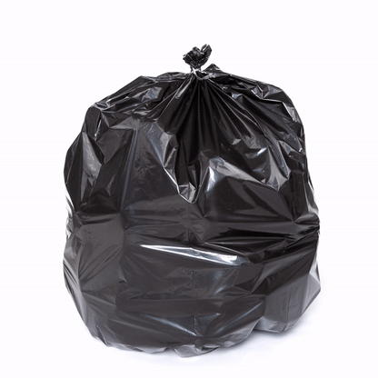 RW Clean 45 gal Black Plastic Trash Can Liner - Light-Duty, 1 mil - 100 count box