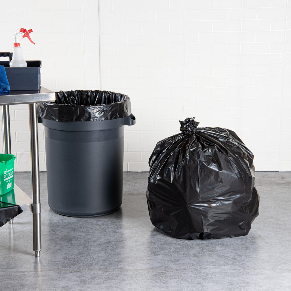 RW Clean 45 gal Black Plastic Trash Can Liner - Heavy-Duty, 1.5 mil - 100 count box