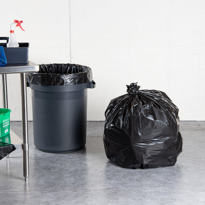 RW Clean 45 gal Black Plastic Trash Can Liner - Heavy-Duty, 1.5 mil - 100 count box