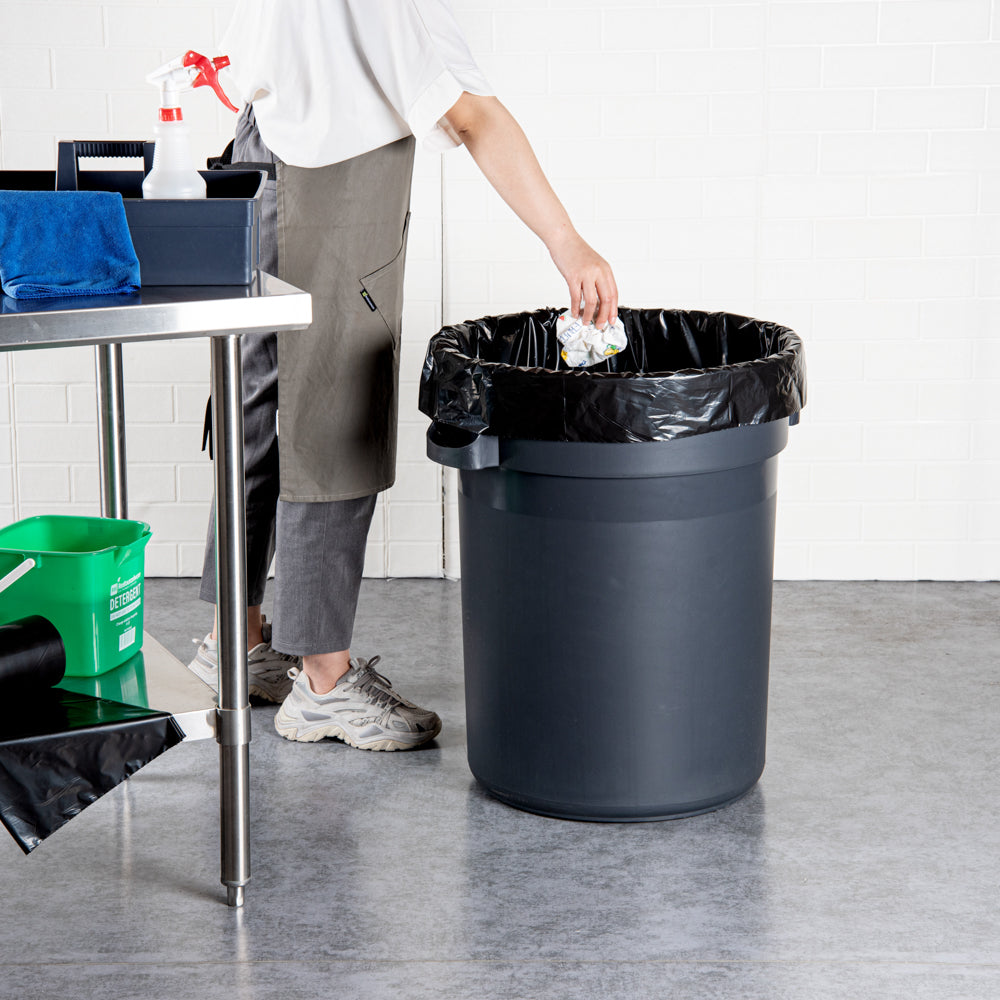 RW Clean 45 gal Black Plastic Trash Can Liner - Heavy-Duty, 1.5 mil - 100 count box