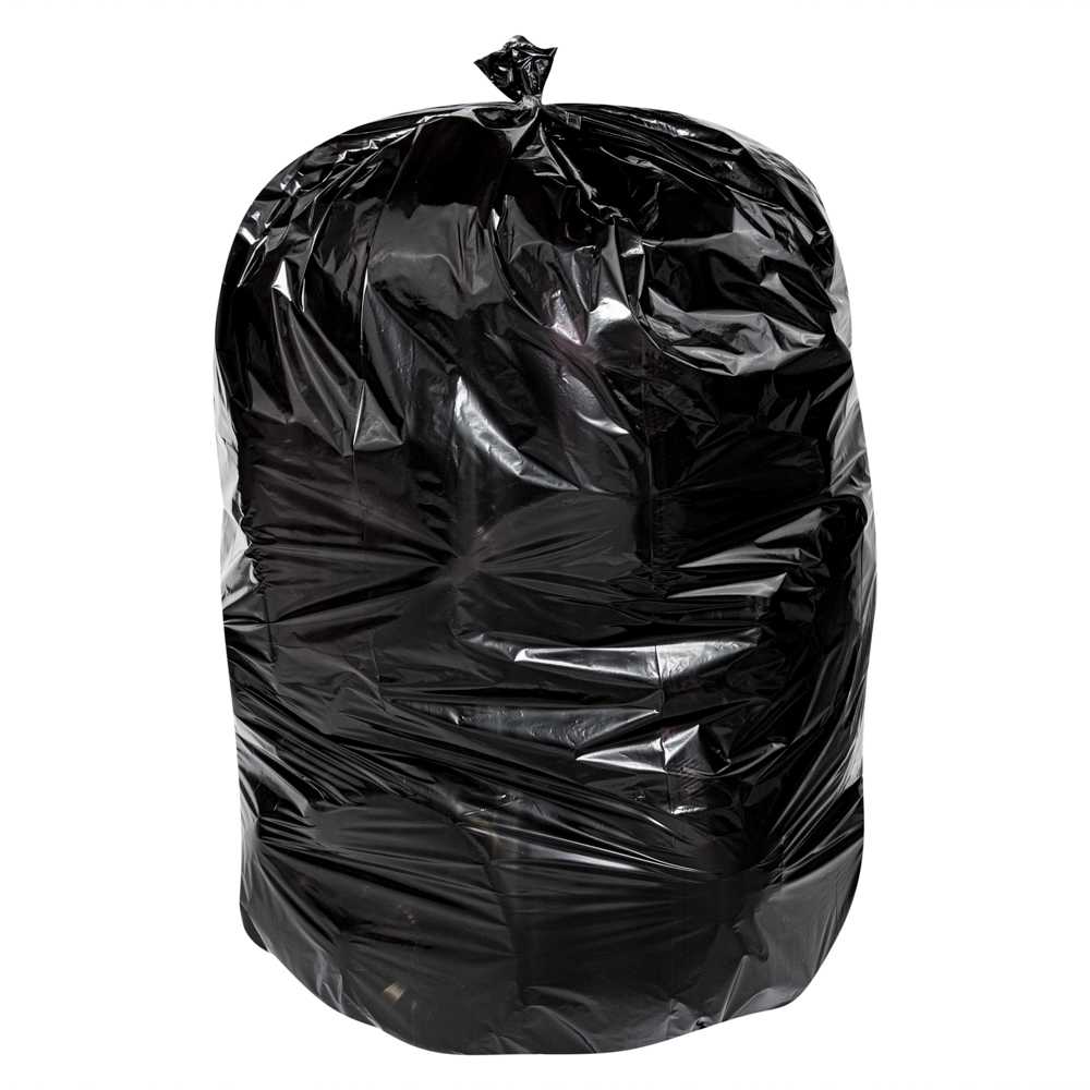RW Clean 55 gal Black Plastic Trash Can Liner - Light-Duty, 1 mil - 100 count box