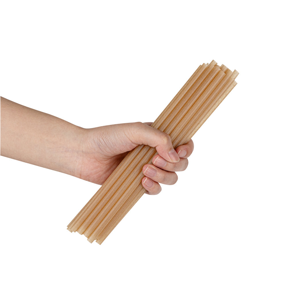 Basic Nature Brown PLA Plastic / Sugarcane Straw - Compostable - 8 1/4" - 100 count box