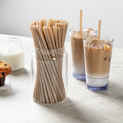 Basic Nature Brown PLA Plastic / Coffee Ground Straw - Compostable - 8 1/4" - 2000 count box
