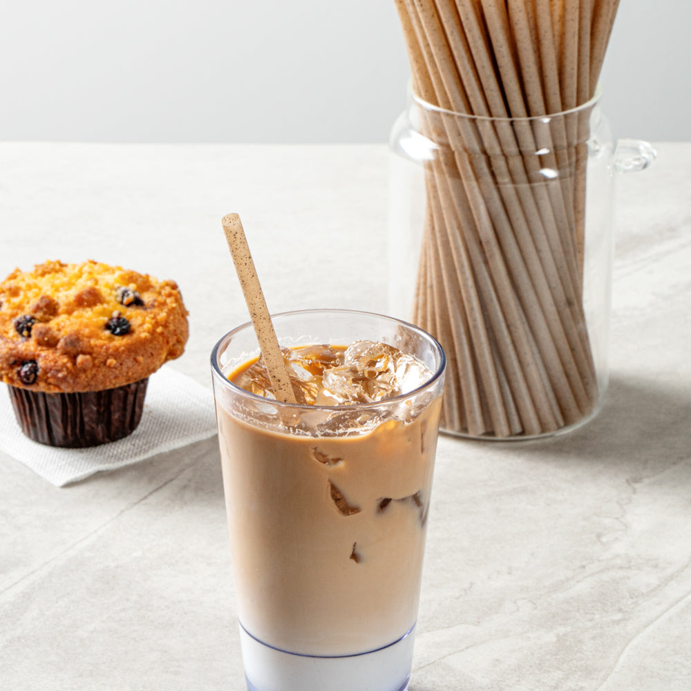 Basic Nature Brown PLA Plastic / Coffee Ground Straw - Compostable - 8 1/4" - 2000 count box