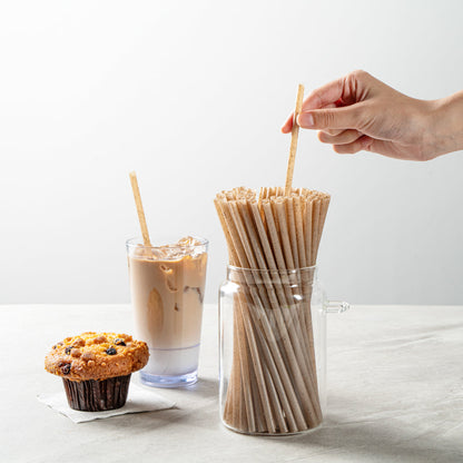 Basic Nature Brown PLA Plastic / Coffee Ground Straw - Compostable - 8 1/4" - 2000 count box