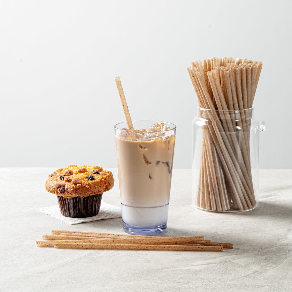 Basic Nature Brown PLA Plastic / Coffee Ground Straw - Compostable - 8 1/4" - 2000 count box
