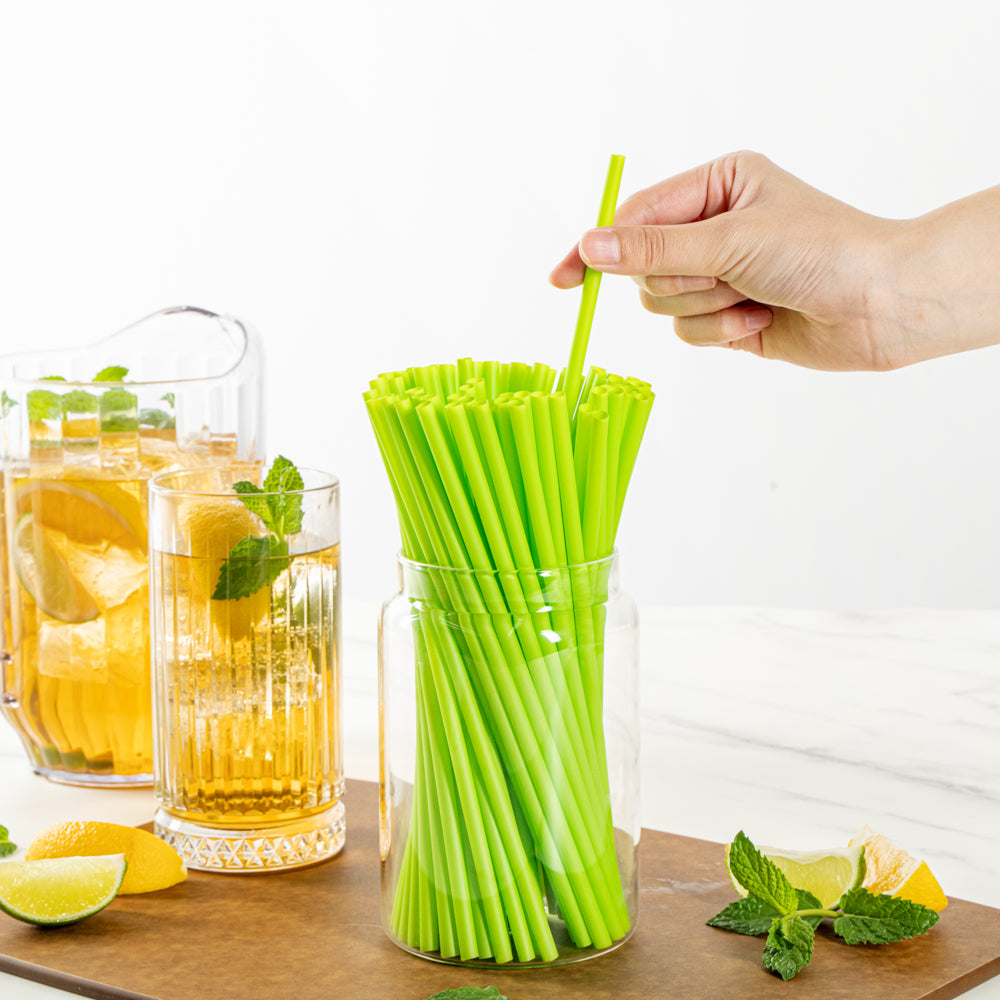 Basic Nature Green PLA / PBAT Plastic Straw - Compostable - 8 1/4" - 100 count box