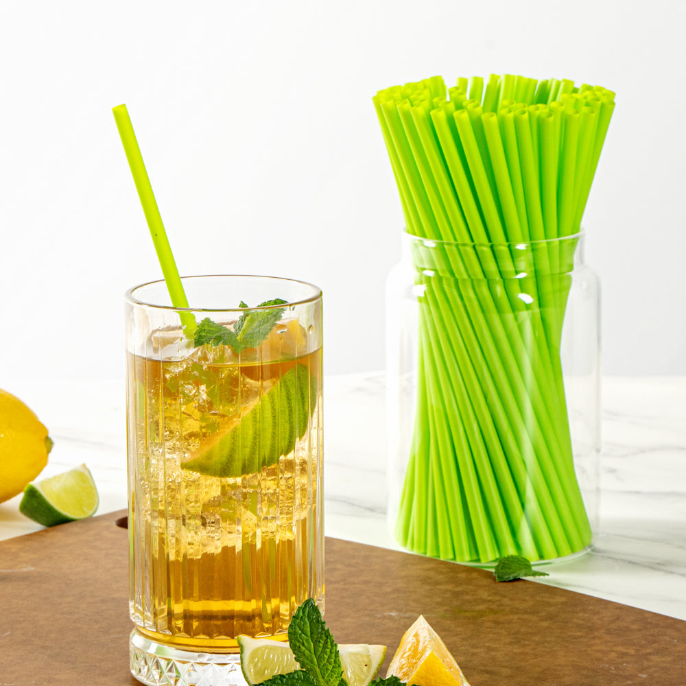 Basic Nature Green PLA / PBAT Plastic Straw - Compostable - 8 1/4" - 2000 count box