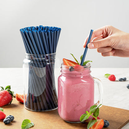 Basic Nature Midnight Blue PLA / PBAT Plastic Straw - Compostable - 8 1/4" - 100 count box