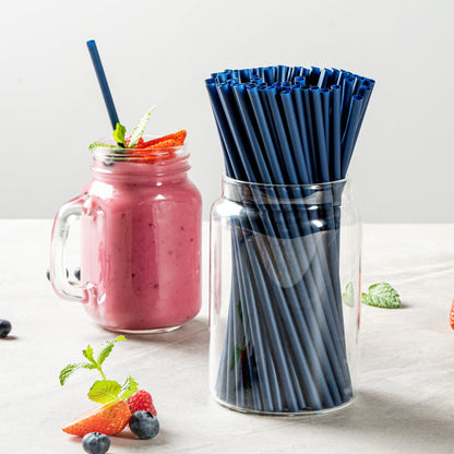 Basic Nature Midnight Blue PLA / PBAT Plastic Straw - Compostable - 8 1/4" - 2000 count box