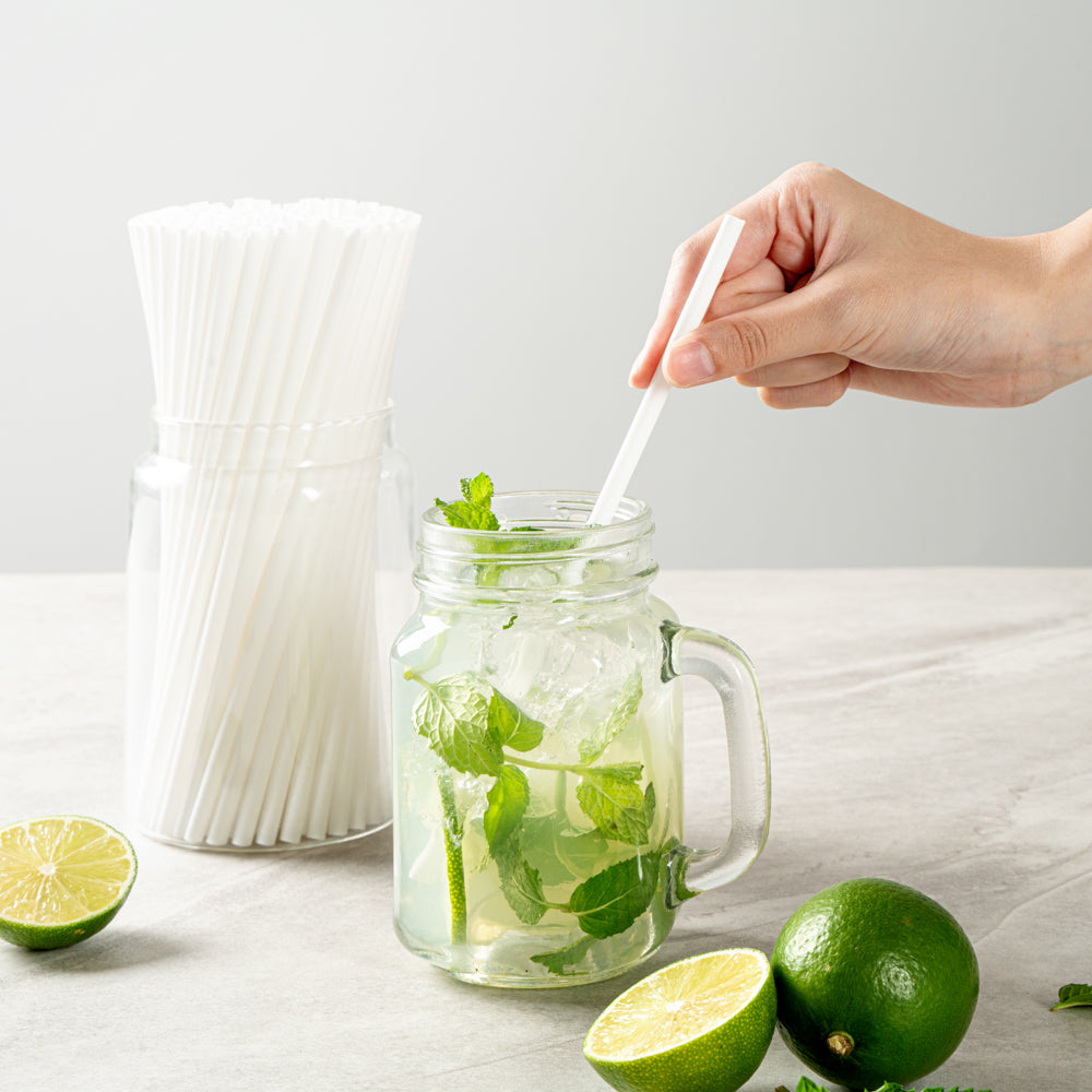 Basic Nature White PLA / PBAT Plastic Straw - Compostable - 8 1/4" - 2000 count box