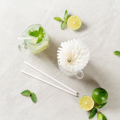 Basic Nature White PLA / PBAT Plastic Straw - Compostable - 8 1/4" - 2000 count box
